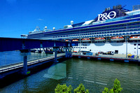 Boarding the Pacific Encounter at the new cruise ship dock.