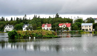 Houses along Tjornin Lake, Reykjavik