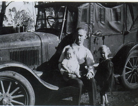 Fred Lowe, cousin in law with Heather on knee and Coral